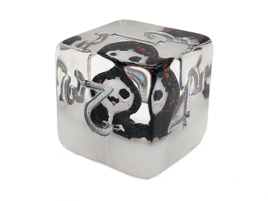 Old School 7 Piece DnD RPG Dice Set: Infused - Ghost - Black