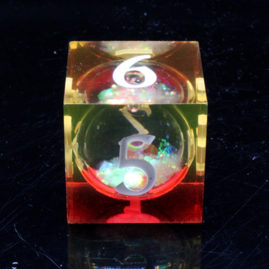 Old School Dice: Sharp Edged 7-Piece Dice Set - Liquid Infused - Sunrise Fury