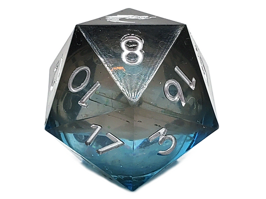 Old School Dice: Sharp Edged 22mm D20 - Liquid Infused - Midnight Fury