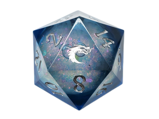 Old School Dice: Sharp Edged 35mm D20 - Liquid Infused - Midnight Fury