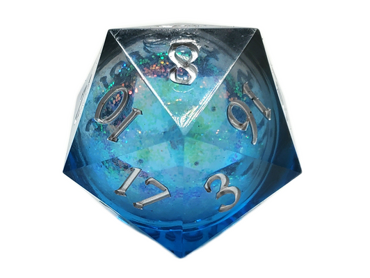 Old School Dice: Sharp Edged 35mm D20 - Liquid Infused - Midnight Fury