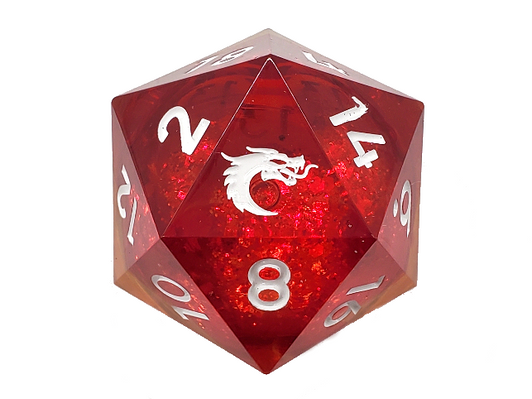 Old School Dice: Sharp Edged 35mm D20 - Liquid Infused - Sunrise Fury