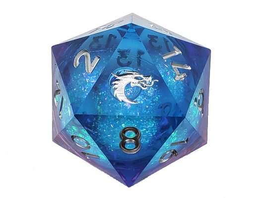 Old School Dice: Sharp Edged 35mm D20 - Liquid Infused - Twilight Fury