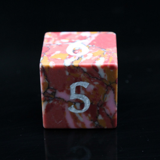 Old School Dice: Gemstone 7-Piece Set - Turquoise - Orange, Red, Pink & White!