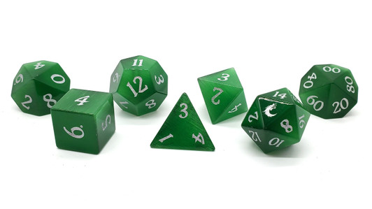 Old School Dice: Gemstone 7-Piece Set - Cat's Eye - Green