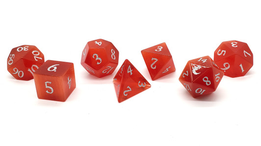 Old School Dice: Gemstone 7-Piece Set - Cat's Eye - Orange