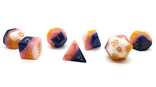 Old School 7 Piece DnD RPG Dice Set: Gradients - Boy or Girl?