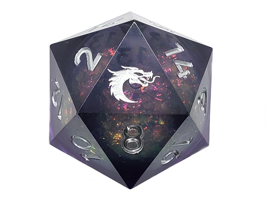 Old School Dice: Sharp Edged 35mm D20 - Liquid Infused - Dark Cosmos Fury