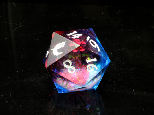 Old School Dice: Sharp Edged 35mm D20 - Liquid Infused - Space Fury