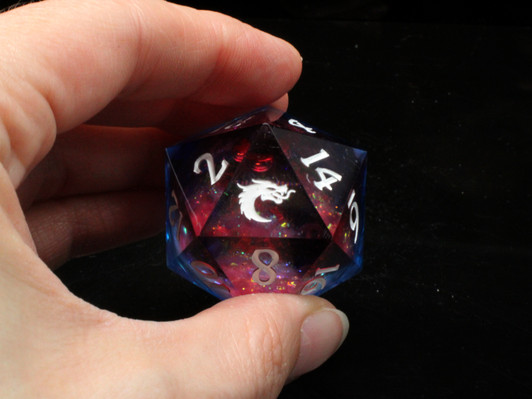 Old School Dice: Sharp Edged 35mm D20 - Liquid Infused - Space Fury