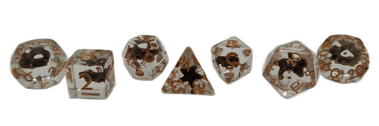 Old School 7 Piece DnD RPG Dice Set: Animal Kingdom - Starfish - Brown - New