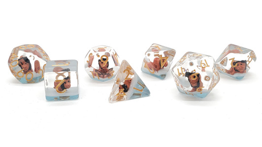 Old School 7 Piece DnD RPG Dice Set: Animal Kingdom - Lion