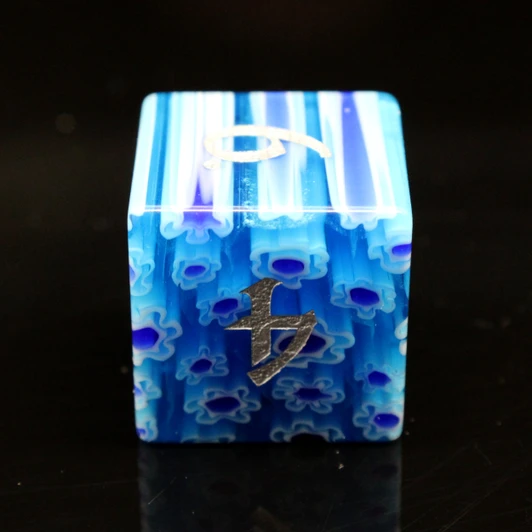 Old School Dice: Gemstone 7-Piece Set - Blue Flowers
