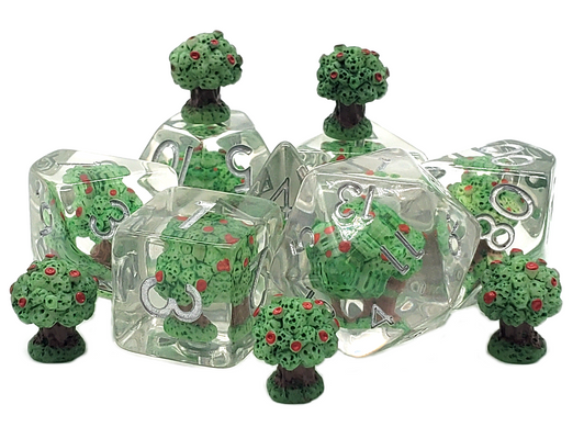 Old School 7 Piece DnD RPG Dice Set: Infused - Apple Tree