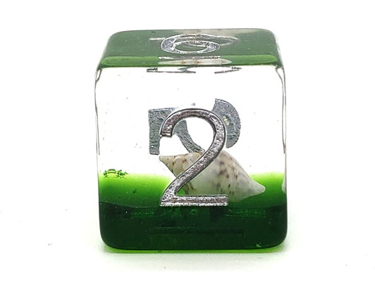 Old School 7 Piece DnD RPG Dice Set: Infused - Beach Party - Seaweed Green