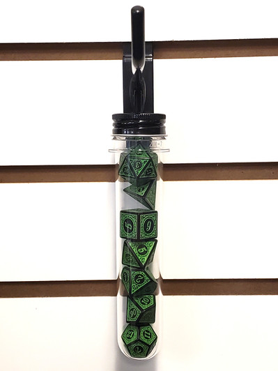 Old School 7 Piece DnD RPG Dice Set: Rune Dice - Magical Runes - Green