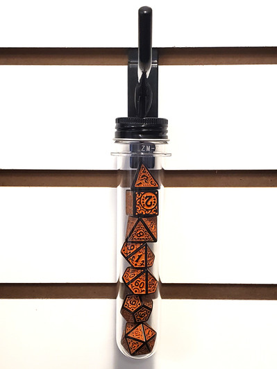 Old School 7 Piece DnD RPG Dice Set: Rune Dice - Magical Runes - Orange