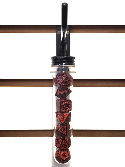 Old School 7 Piece DnD RPG Dice Set: Rune Dice - Magical Runes - Red