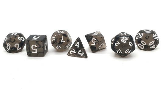Old School 7 Piece DnD RPG Dice Set: Translucent Black