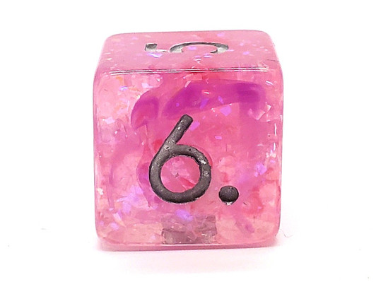 Old School 7 Piece DnD RPG Dice Set: Particles - Pink, White & Purple Mist
