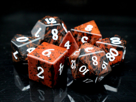 Old School Dice: Gemstone 7-Piece Set - Golden Swan
