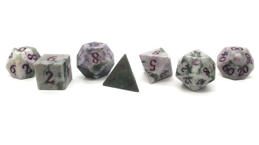 Old School Dice: Gemstone 7-Piece Set - Plum Blossum Stone