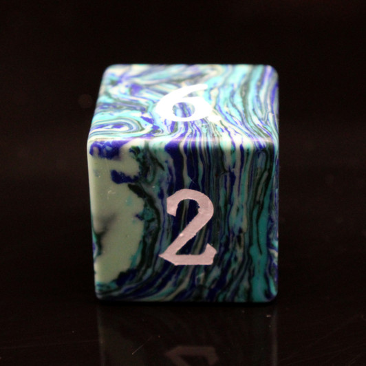Old School Dice: Gemstone 7-Piece Set - Turquoise - Striped Blue & Green w/ White