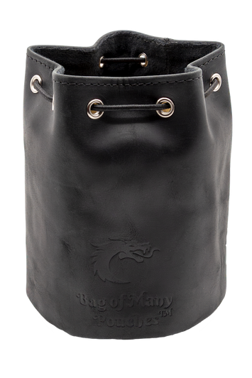 Old School Dice: Ultimate Bag of Many Pouches Dice Bag - Black Leather