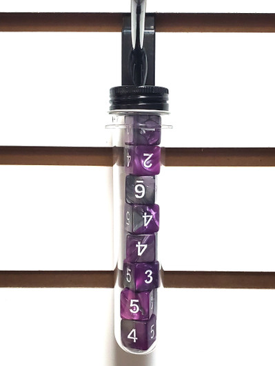 Old School Dice: D6 8-Piece Dice Set - Vorpal - Silver & Purple