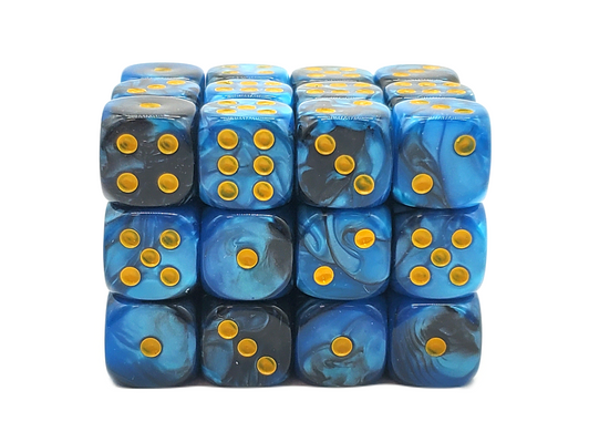 Old School 36ct 12mm D6 Dice Set: Vorpal - Black & Blue w/ Gold