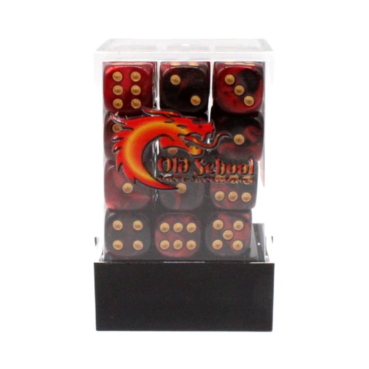 Old School Dice 36-Count 12 mm d6 Set: Vorpal - Blood Red & Black w/ Gold