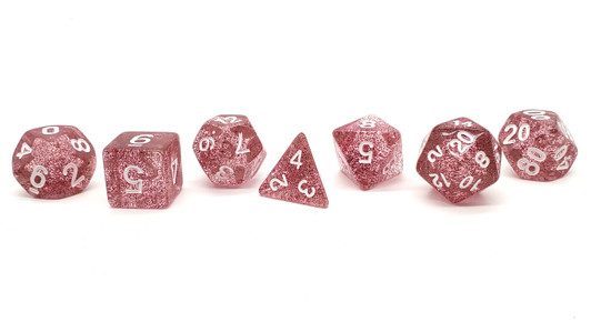 Old School 7 Piece DnD RPG Dice Set: Sparkle - Translucent Mauve