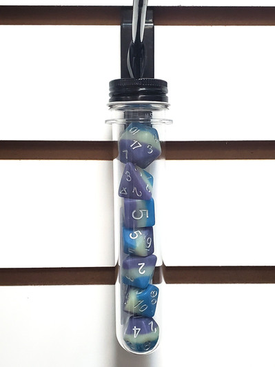 Old School 7 Piece DnD RPG Dice Set: Gradients - Pastel Purple, Blue & White