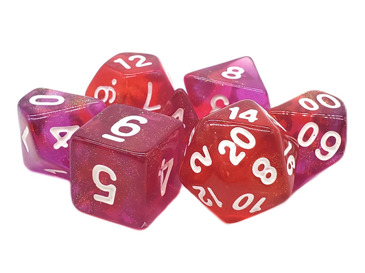 Old School 7 Piece DnD RPG Dice Set: Galaxy - Cherry Pie Sky!