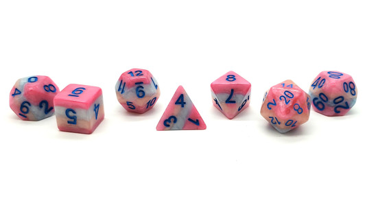 Old School 7 Piece DnD RPG Dice Set: Gradients - Tart Candy Cane