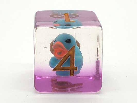 Old School 7 Piece DnD RPG Dice Set: Animal Kingdom - Duck - Teal