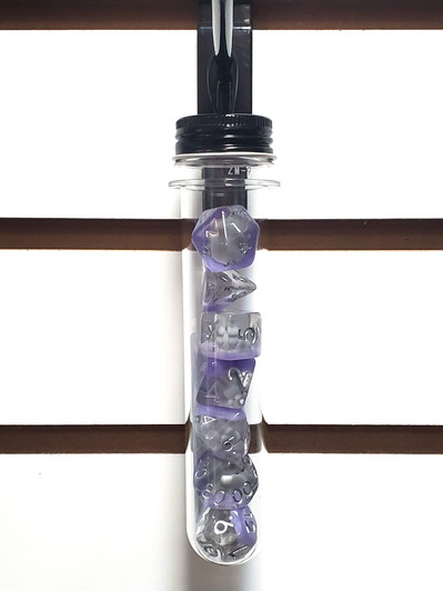 Old School 7 Piece DnD RPG Dice Set: Animal Kingdom - Puppy Dog - Grey