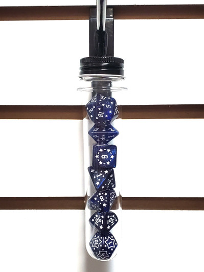 Old School 7 Piece DnD RPG Dice Set: Rune Dice - Starlight - Blue