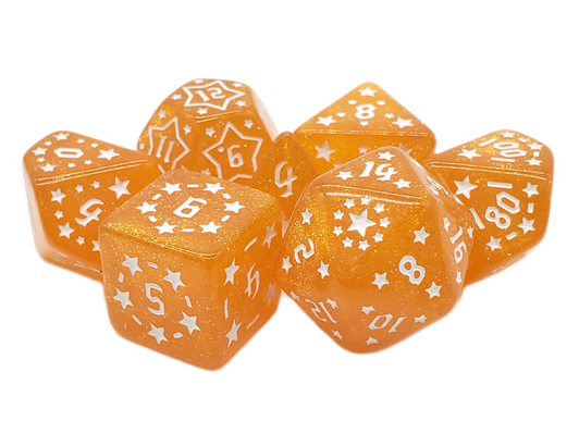 Old School 7 Piece DnD RPG Dice Set: Rune Dice - Starlight - Yellow