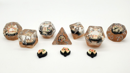 Old School 7 Piece DnD RPG Dice Set: Infused - Dessert Yum!
