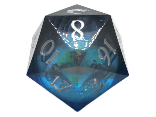 Old School Dice: Sharp Edged 55mm D20 - Liquid Infused - Midnight Fury
