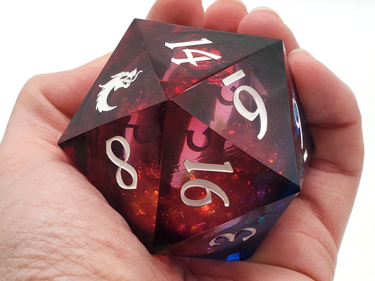 Old School Dice: Sharp Edged 55mm D20 - Liquid Infused - Space Fury