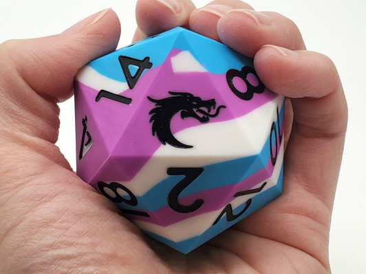 Old School Dice: Silicone 50mm D20 - Blue, White & Lilac