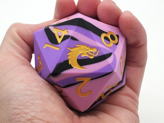 Old School Dice: Silicone 50mm D20 - Purple, Pink & Black
