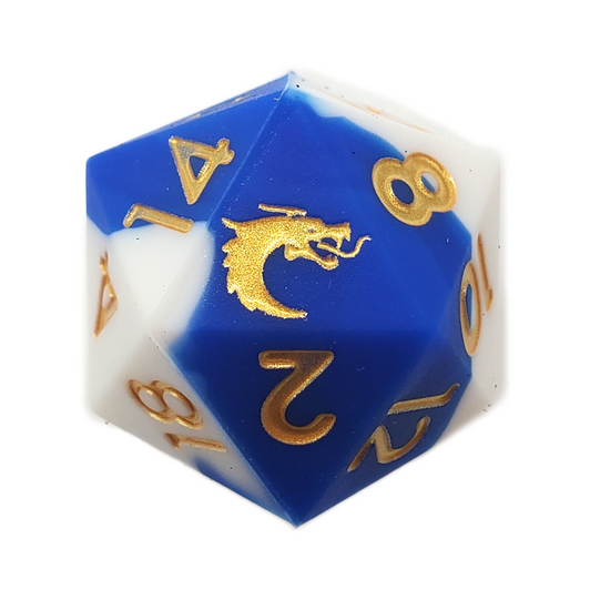 Old School Dice: Silicone 7-Piece Sets - Blue & White w/ Gold