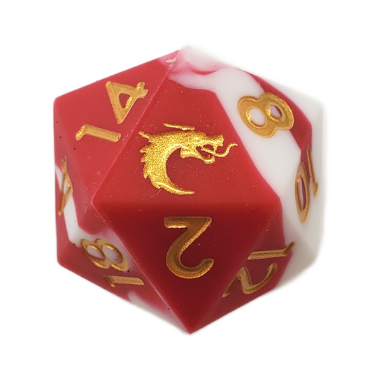 Old School Dice: Silicone 7-Piece Sets - Red & White w/ Gold