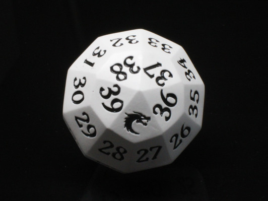 Old School Dice: Metal D40 Spindown - White w/ Black