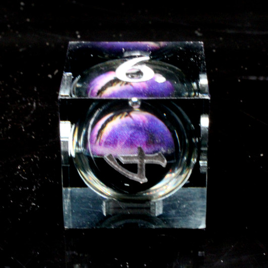 Old School Dice: Sharp Edged 7-Piece Dice Set - Liquid Infused - Serpent's Eye - Black w/ Purple Eye