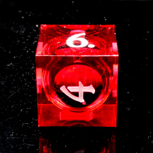 Old School Dice: Sharp Edged 7-Piece Dice Set - Liquid Infused - Serpent's Eye - Red w/ Red Eye