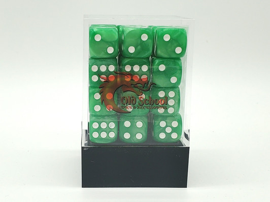 Old School 36ct 12mm D6 Dice Set: Pearl Drop - Jade Green
